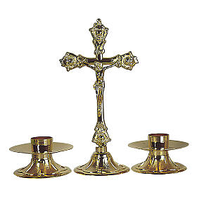 Completo croce e candelieri ottone