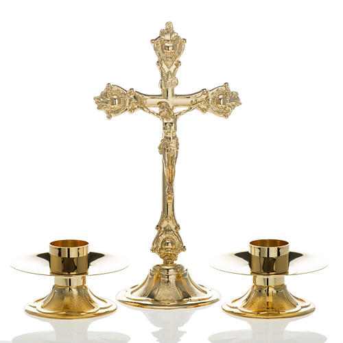 Altargarnitur Kreuz mit Kerzenleuchter 1
