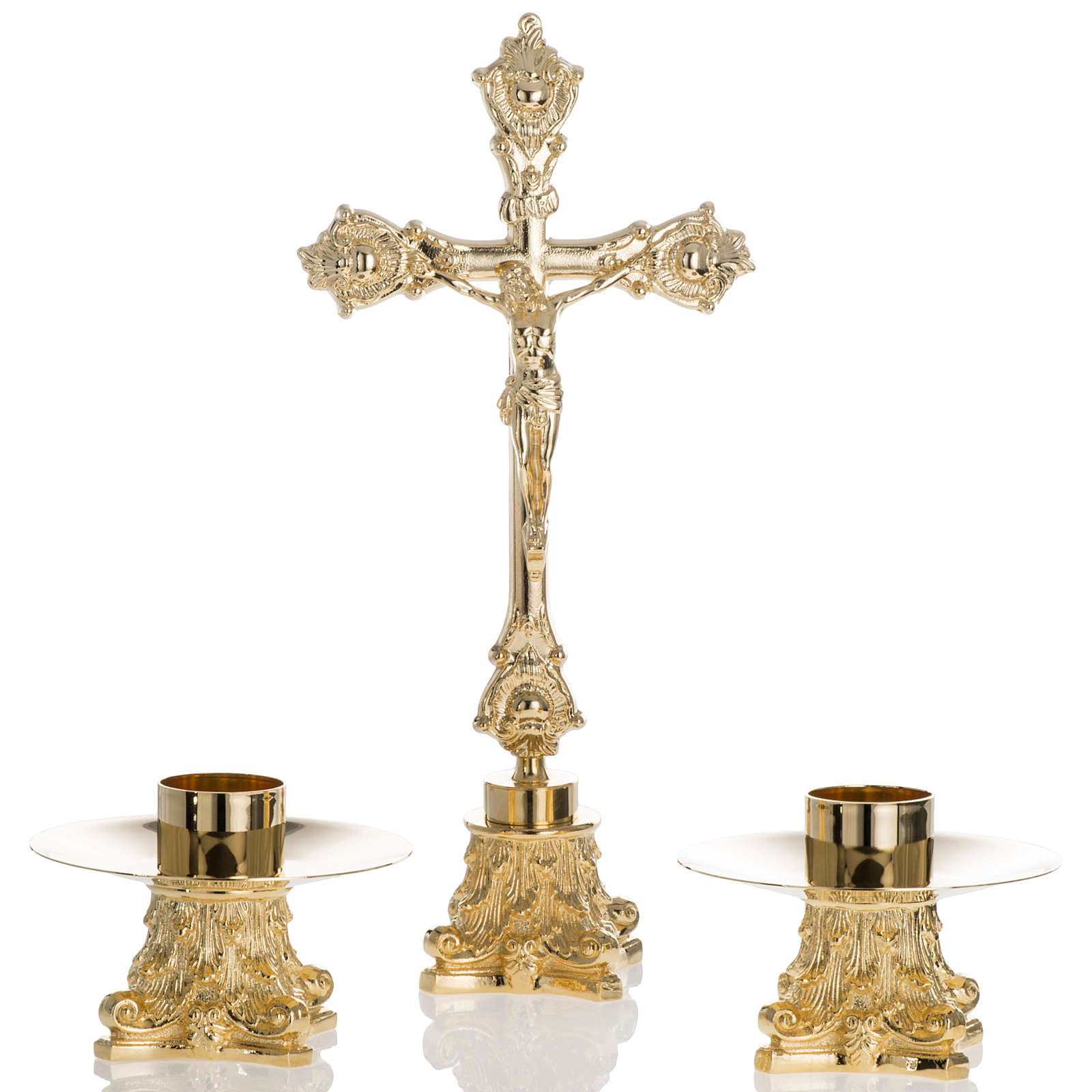 Altar crucifix with candle holders online sales on HOLYART.co.uk