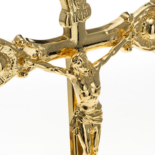 Altar crucifix with candle holders in brass 3