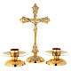 Kerzenleuchter und Kreuz Garnitur für Altar Messing s1