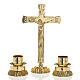Kerzenleuchter mit Kreuz Garnitur für Altar Messing s1