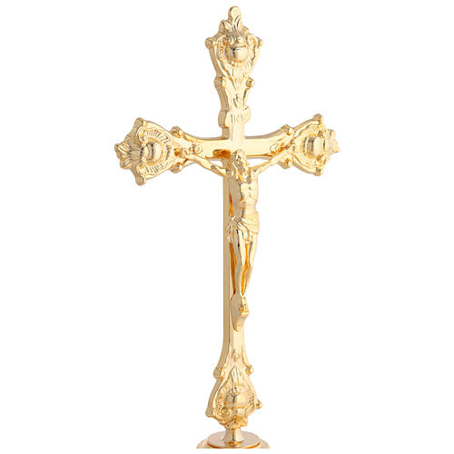 Messing Kerzenleuchter mit Kreuz Garnitur für Altar 2