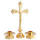 Completo para altar, candelabro y cruz en latón s1