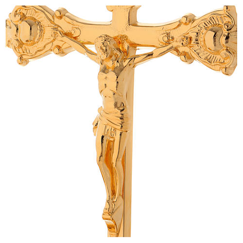 Croix d'autel et chandeliers laiton doré 2