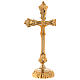 Croix d'autel et chandeliers laiton doré s5