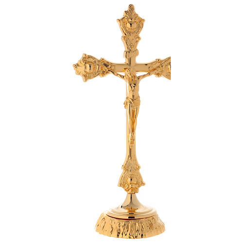 Altar set, cross and candle holders in brass 3