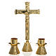 Altar cross and candle holders in brass s1