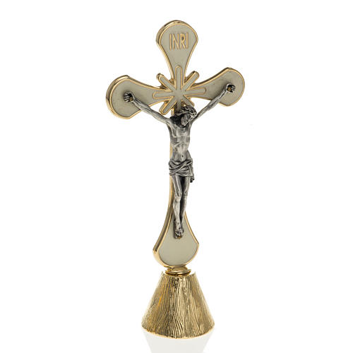 Crucifix and candle holders set 3
