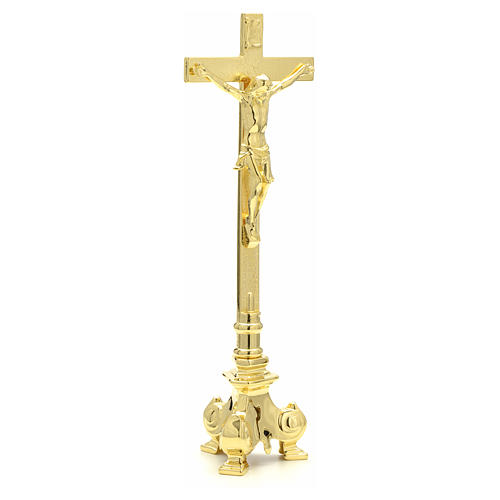 Cruz y candelabros para altar de latón 5