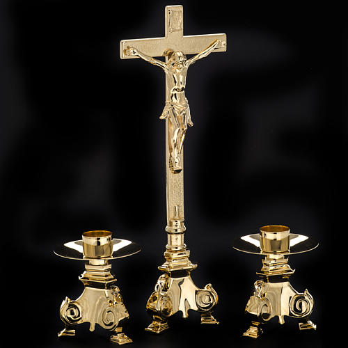 Altar set, crucifix and candle holders 7