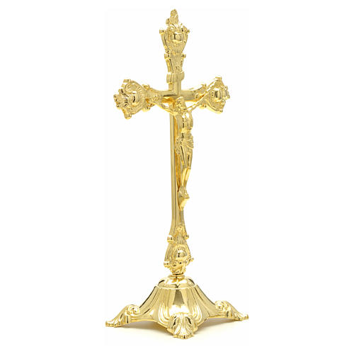 Krzyż ze świecznikami z mosiądzu na ołtarz 2