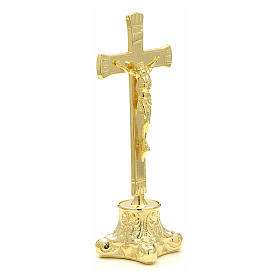 Messing Altargarnitur Kerzenleuchter mit Kreuz