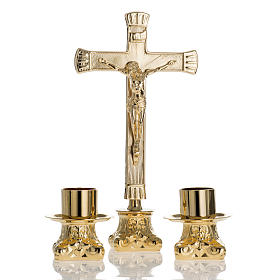 Altargarnitur Kerzenleuchter mit Kreuz Messing