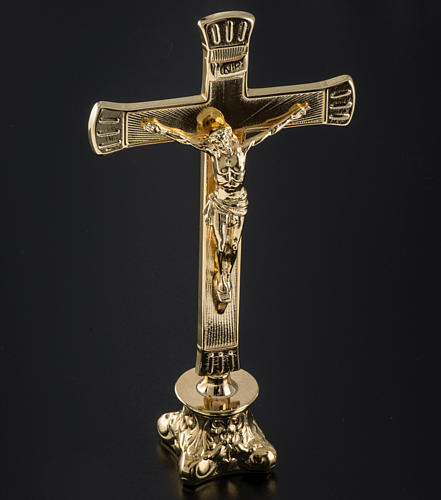 Altargarnitur Kerzenleuchter mit Kreuz Messing 3