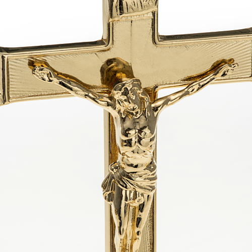 Croix d'autel et chandeliers laiton 3 pcs 4