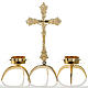 Altar cross and candle holders in brass, 3 pieces s1