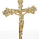Altar cross and candle holders in brass, 3 pieces s3