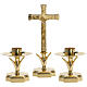 Altar crucifix and candlesticks in brass s1
