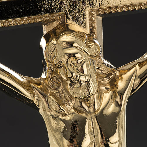 Crucifixo de mesa e dois castiçais latão 53x30 cm 4