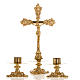 Altar cross with 2 candle holders in brass 38 x 19cm s1