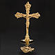 Crucifix d'autel et chandeliers laiton 38x19 cm s6