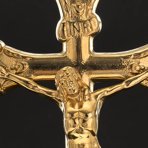 Altar cross with 2 candle holders in brass 38 x 19cm 3