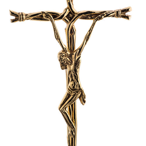 Krzyż na ołtarz stylizowany mosiądz 2