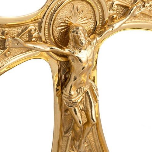 Cruz y candelabros de altar en bronce fundido dorado 3