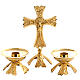 Cruz y candelabros de altar en bronce fundido dorado s1