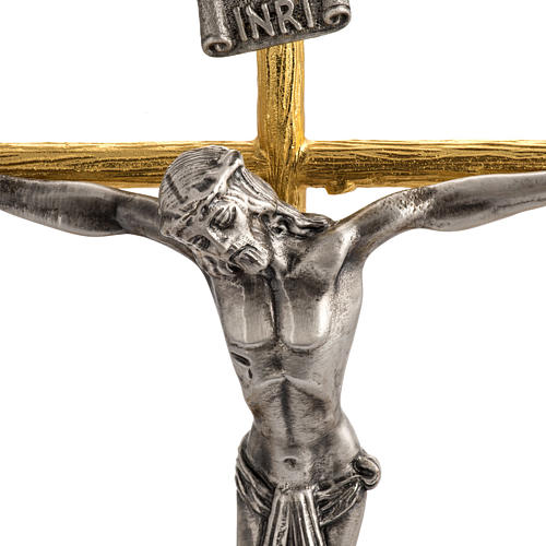 Crucifixo e castiçais 3 velas com anjos em bronze moldado 2