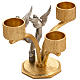 Crucifixo e castiçais 3 velas com anjos em bronze moldado s5
