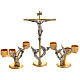 Altar cross and candle holders with flames and angels in bronze s1