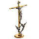 Altar cross and candle holders with flames and angels in bronze s3