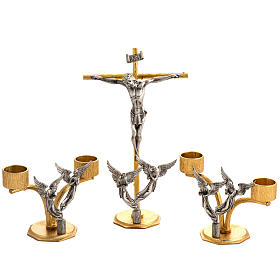 Croix d'autel et chandeliers 2 branches anges