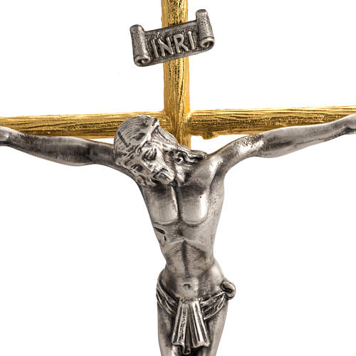 Crucifixo com castiçais 2 velas anjos em bronze moldado 2