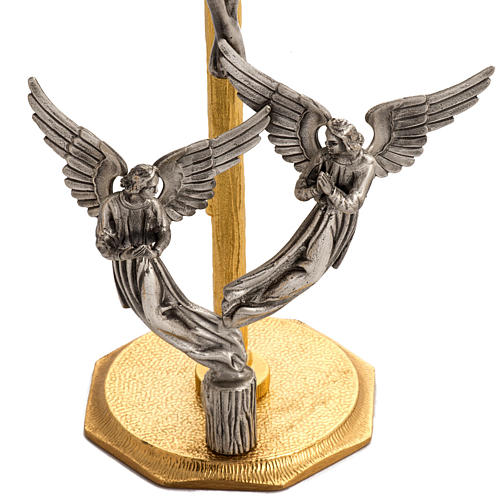 Altar cross and candle holders with angels and flames in bronze 3