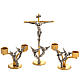 Altar cross and candle holders with angels and flames in bronze s1