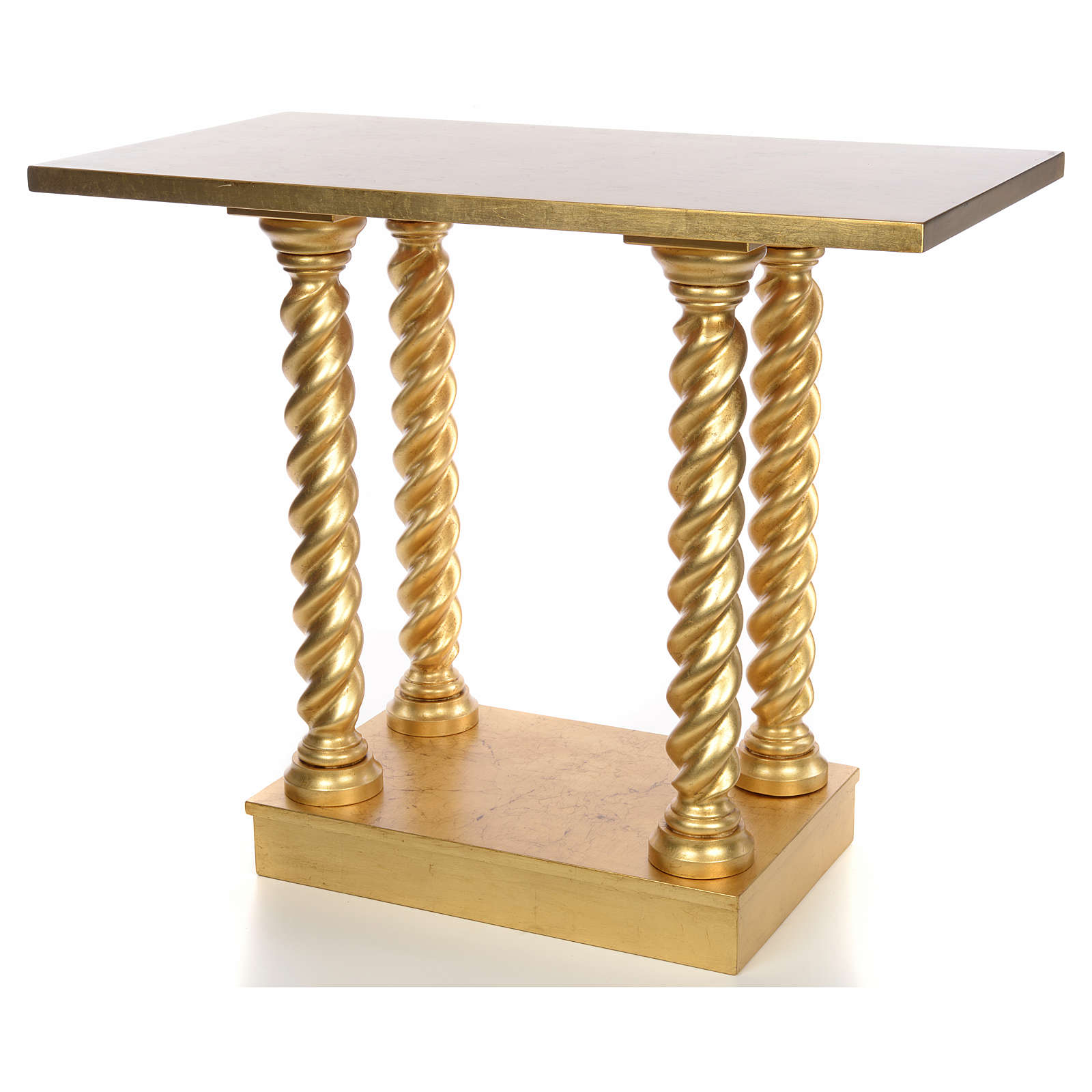 Altar aus Buche Holz mit Säulen und Blattgold 120x80cm | Online Verfauf