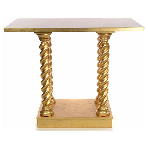 Altar aus Buche Holz mit Säulen und Blattgold 120x80cm 1