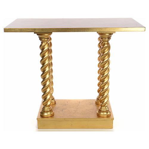 Altar aus Buche Holz mit Säulen und Blattgold 120x80cm 2