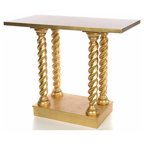 Altar in beech wood with columns 120 x 80 cm 8