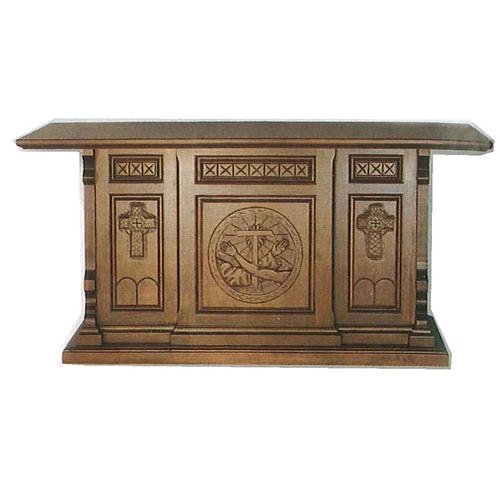 Altar in wood, Gothic style, 200x89x98cm with Franciscan symbol 1