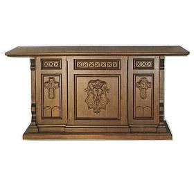 Ambons, prie-dieu, compléments d'ameublement: Autel bois style gotique 200x89x98 symbole marial