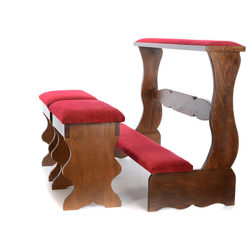 Prie-Dieu for weddings in wood with 2 stools 3