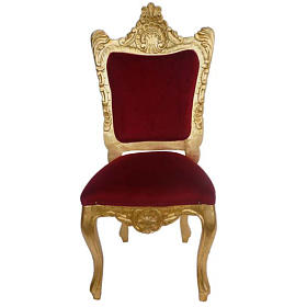 Ambons, prie-dieu, compléments d'ameublement: Chaise baroque bois entaillé et feuille d'or 130 cm