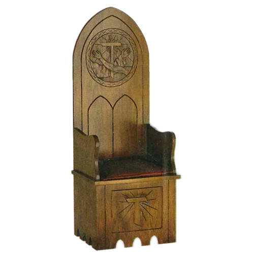 Wooden chair, gothic style 160x65x56 cm Franciscan symbol 1
