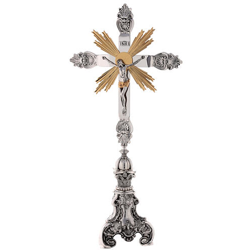 Krzyż ołtarzowy styl barokowy z mosiądzu h 80 cm 1