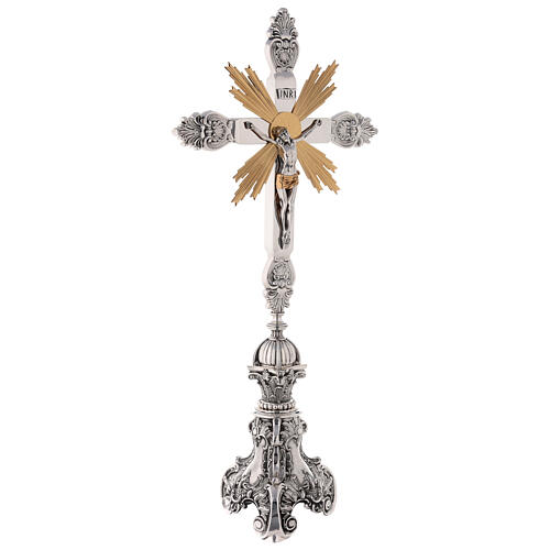 Krzyż ołtarzowy styl barokowy z mosiądzu h 80 cm 3