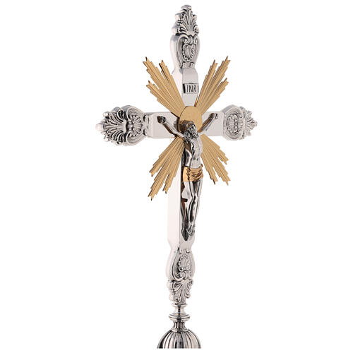 Altar cross in brass, baroque style H80cm 6